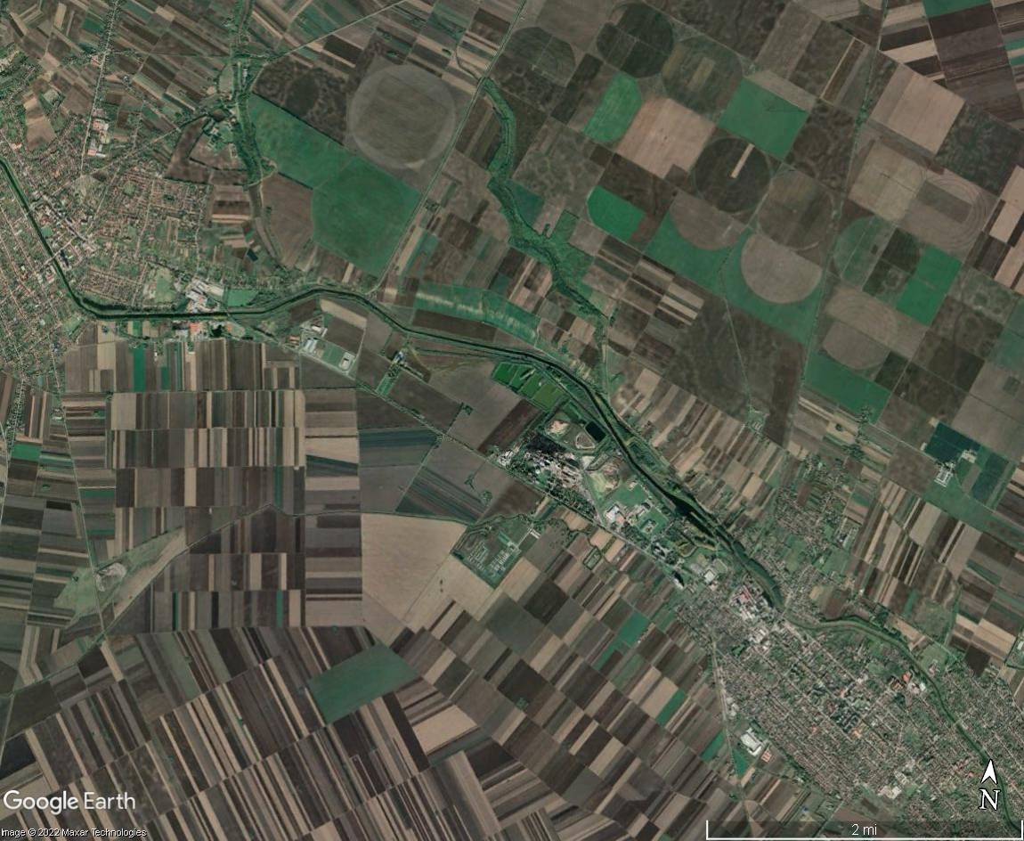 Google Earth and Maxar Technologies ariel of the agricultural mosaic of the Vojvodina province in Serbia